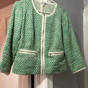 Green and cream print cabi blazer